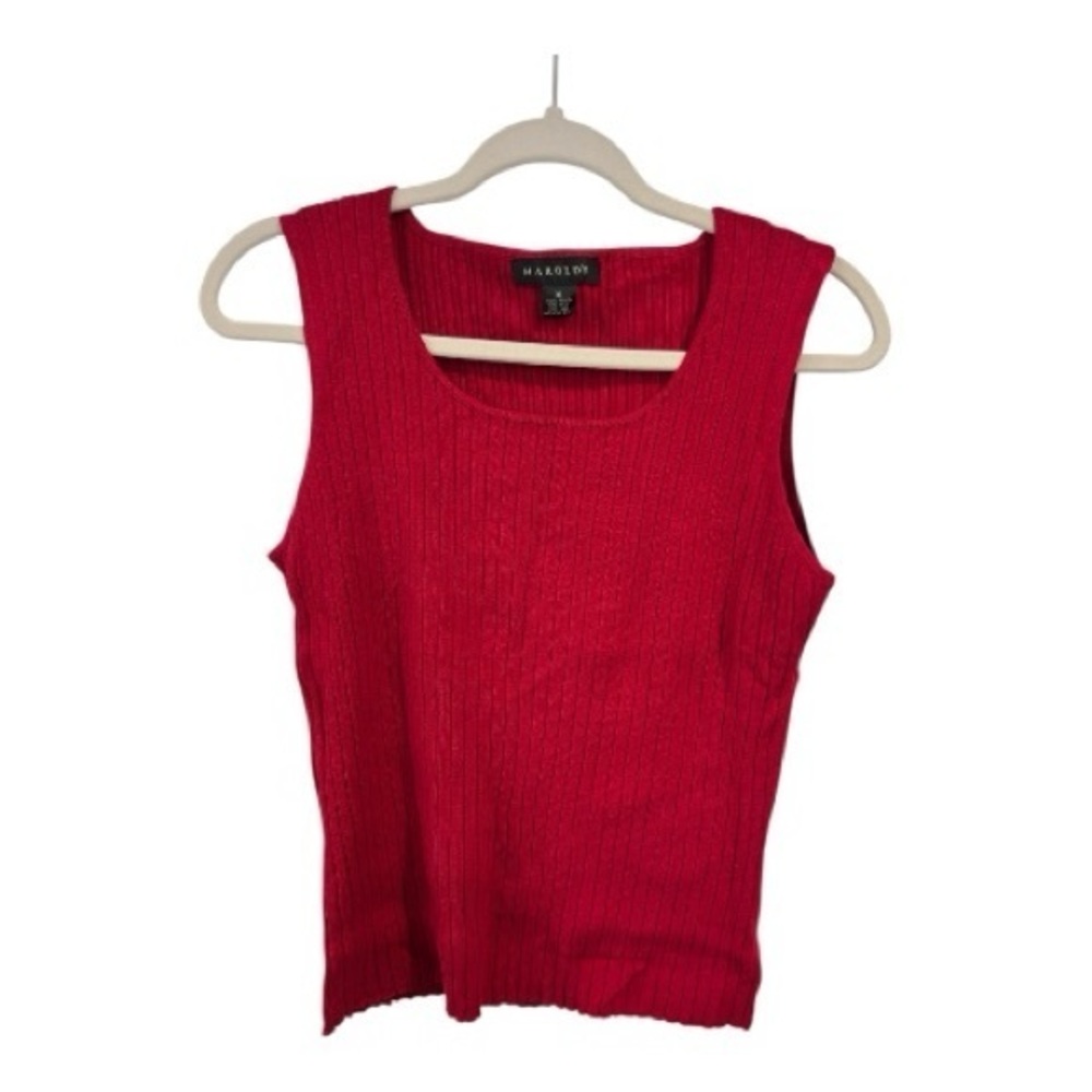 Harolds Womens XL Red Ribbed Knit Sleeveless Scoop Neck Tank Top Shell